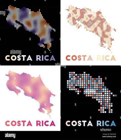 Costa Rica map. Collection of map of Costa Rica in dotted style. Borders of the country filled ...