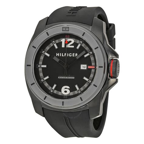 Tommy Hilfiger Black and Grey Dial Black Rubber Men's Watch 1791114 ...