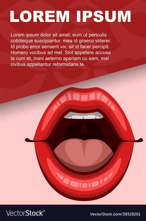 Open women mouth with red lips make up tint Vector Image