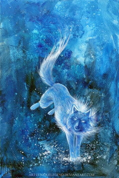 Snow Wolf by uniqueLegend.deviantart.com Mythical Creatures Art, Fantasy Creatures, Fantasy Wolf ...