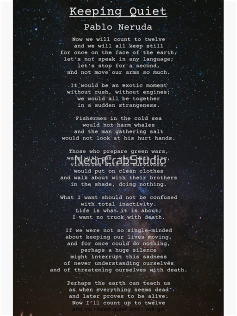 "Keeping Quiet Poem" Poster for Sale by NeonCrabStudio | Redbubble