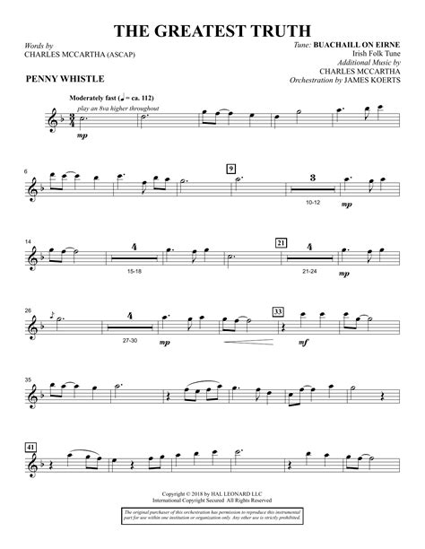 The Greatest Truth - Pennywhistle Sheet Music | Charles McCartha ...