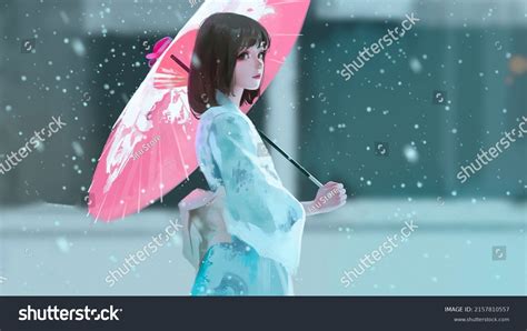 Anime Girl Umbrella Fantasy Digital Art Stock Illustration 2157810557 | Shutterstock