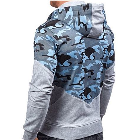 Camouflage Hoodies Men Fashion Zip Up Sweatshirt Male Camo Splice Hoody - Military Shopping