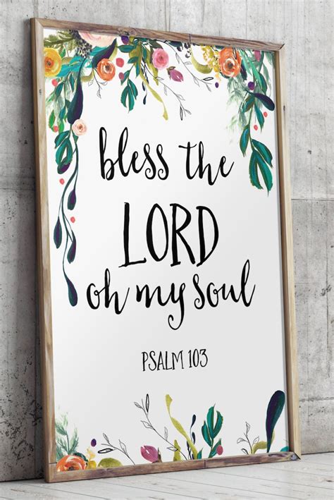 Bless the Lord Oh My Soul Psalm 103 Bible Verse Art Print - Etsy