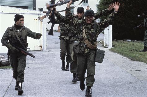 British Royal Marines surrender to an Argentine naval commando Port ...