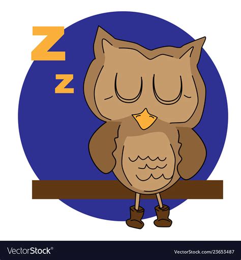 Sleeping cartoon owl Royalty Free Vector Image