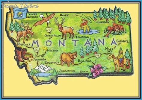 Montana Map Tourist Attractions - Travel - Map - Vacations - TravelsFinders.Com