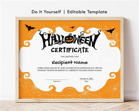 Halloween Certificate Template, Editable Halloween Best Costume ...