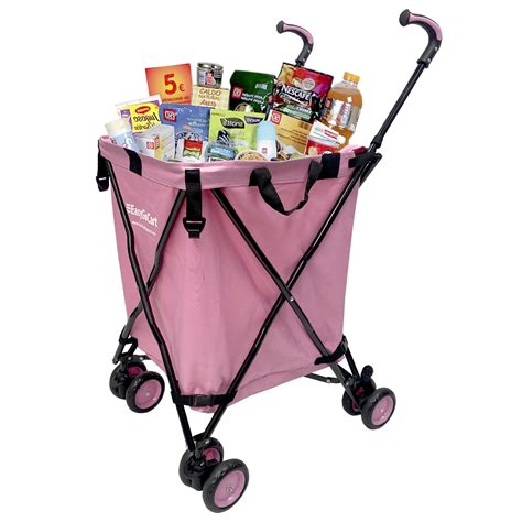 EasyGo Rolling Cart Folding Grocery Shopping Cart Laundry Basket Rolling Utility Cart with ...