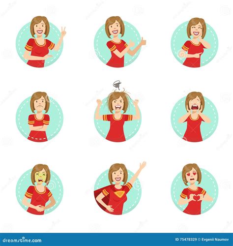 Emotion Body Language Illustration Set with Woman Demonstrating Stock Vector - Illustration of ...