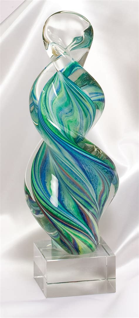 12.25″ Tall Art Glass mounted on Clear Glass Base