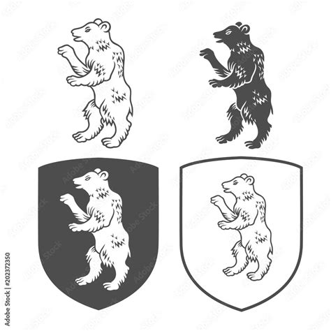 Vector heraldic shields with bear on a white background. Coat of arms ...