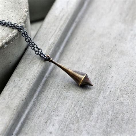 Brass Pendulum Necklace Minimalist Antiqued Brass and - Etsy