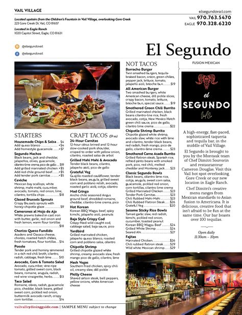 El Segundo — Vail Valley Dining Guide