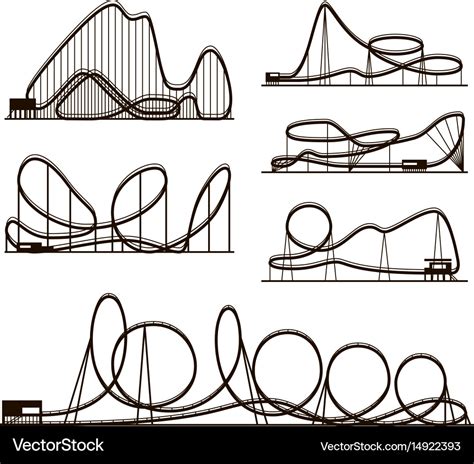 Rollercoaster black silhouettes Royalty Free Vector Image