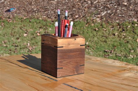 Wood Pencil Holder Handmade Natural Wood Desk Organizer Live | Etsy