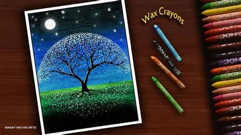 Amazing Flower Tree | Challenge #01 | Drawing for Beginners with Wax Crayons | step by step