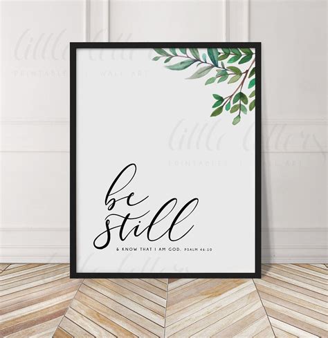 Bible Verse Wall Art, Bible Verse Printable, Be Still and Know That I Am God, Psalm 46:10 ...