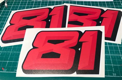 3 X Custom Racing Numbers - Vinyl Stickers / Decals - Race Motorbike 3D Style | Stick-King ...