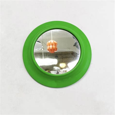 Italian Modern Round Green Plastic Mirror, 1980s For Sale at 1stDibs