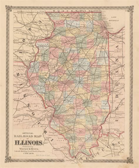 Official Railroad Map of Illinois 1875 : nwcartographic.com – New World ...