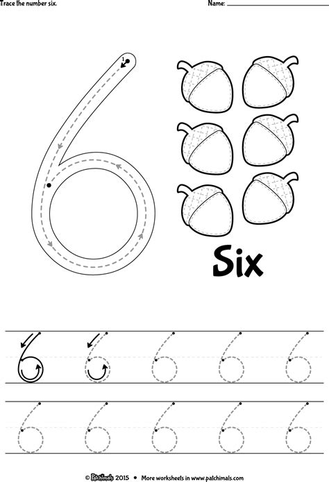 Number 6 Tracing Worksheets