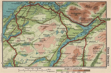 OBAN DISTRICT. Vintage map plan. Argyll & Bute. Loch Awe. Scotland 1932