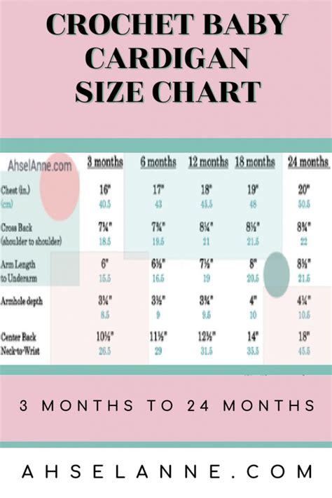 Cardigan Measurement Chart (Baby 3-24mo) - Baby Cardigan- Ahsel Anne