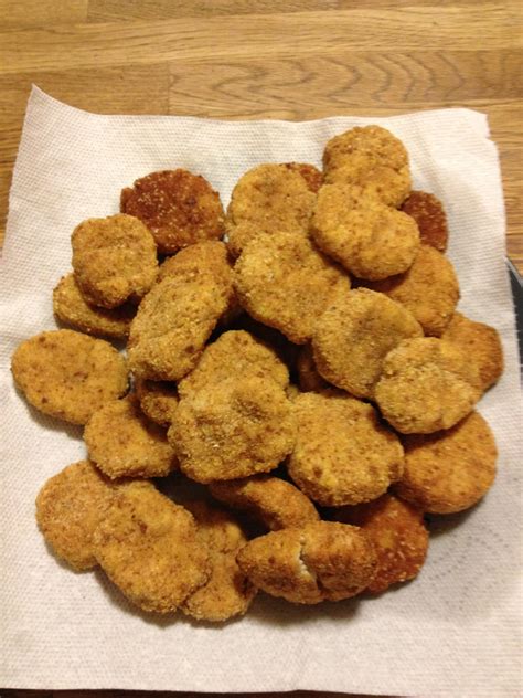 My first ever Chicken Nuggets. Texture just like McDonald or dino-chicken. Definately a repeat ...