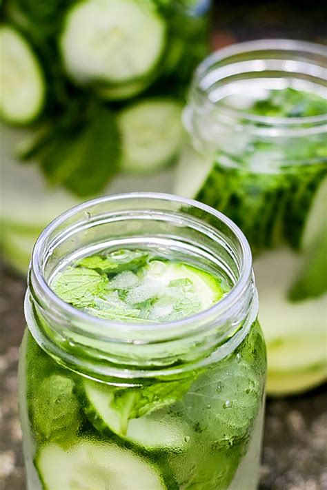 Fresh mint, cucumber and lime infused water.