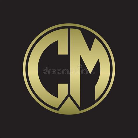 CM Logo Monogram Circle with Piece Ribbon Style on Gold Colors Stock ...