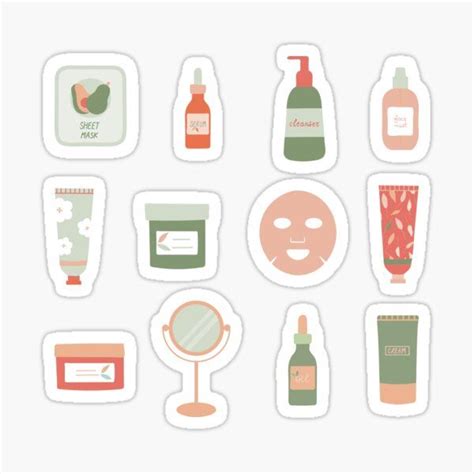 "Skincare Products and Tools Pattern" Sticker for Sale by AyselZDesign | Cute laptop stickers ...