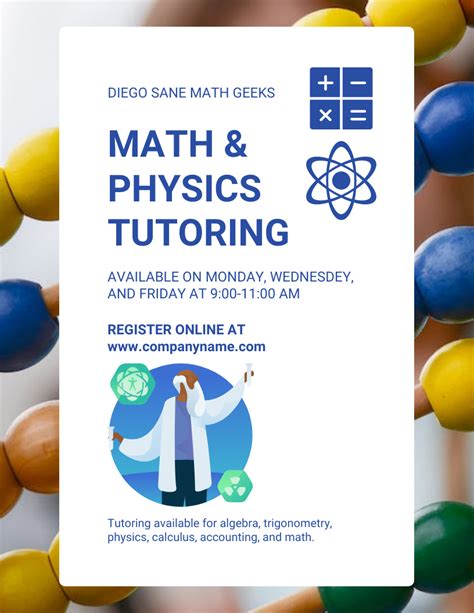 Blue And White Math Tutoring Flyer