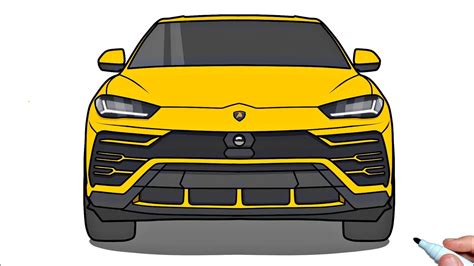 How to draw a Lamborghini Urus step by step (Front view) - YouTube