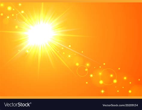 Sun and lens flare yellow background Royalty Free Vector