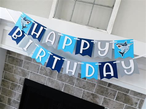 Shark Banner Birthday Banner Shark Party Decorations - Etsy