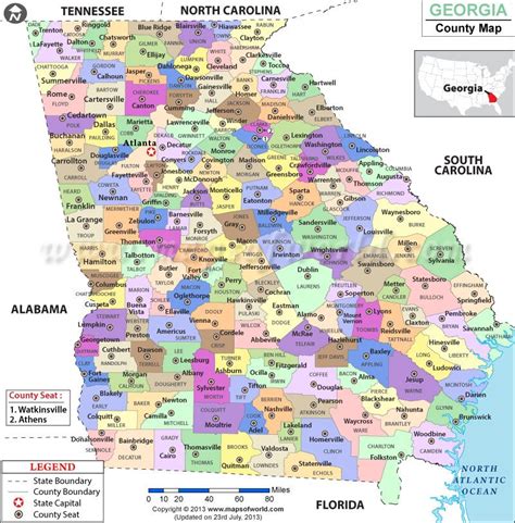 Map of #Georgia, USA showing the counties of the state. | County map, Georgia map, Map