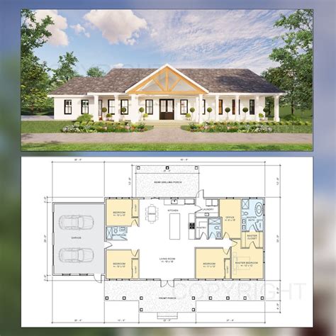 Cedar Springs Barndominium House Plan Design 4 Bed 3 Bath 2100 Sq Ft Double Garage Drawings ...