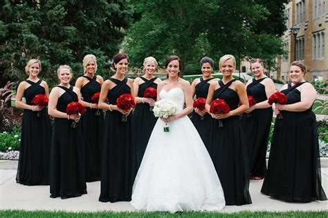 Black, White and Red Wedding Color Combos 2023, Black Bridesmaid ...