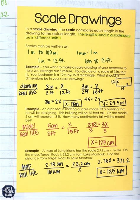 Scale Drawings And Models 7th Grade Math Worksheet