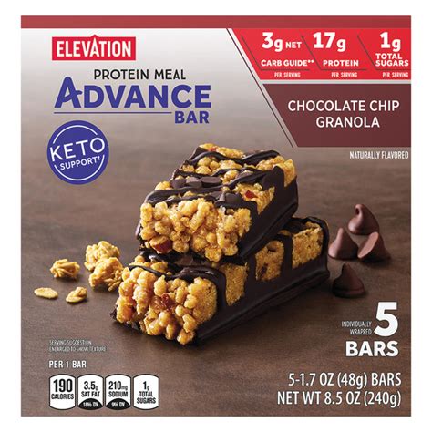 ALDI Elevation Chocolate Chip Granola Low Carb High Protein Bars Same ...