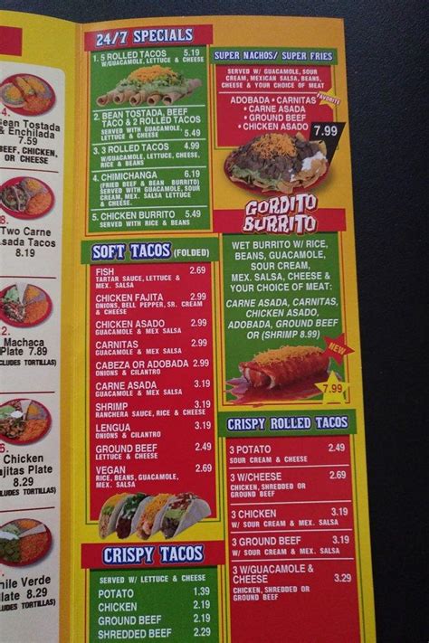 Menu at Muchas Gracias Mexican Food restaurant, Portland, SW Barbur Blvd