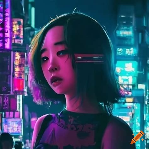 Cyberpunk woman in futuristic hong kong on Craiyon