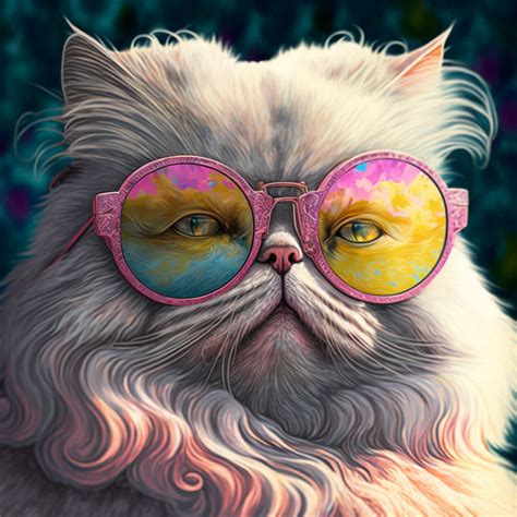 Pink Spectacles on a Persian Cat by Steve Charles on Dribbble