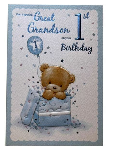 Great Grandson 1st Birthday Card - Birthday Cake Images