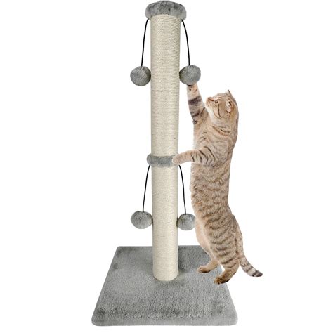 Buy Dimaka 74cm Tall Cat Scratching Post, Scratch Post for Large Cats with 4 Teasing Hanging ...