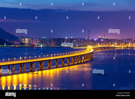 Shenzhen bridge in Hong Kong at night Stock Photo - Alamy