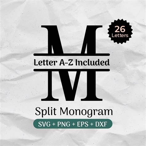 Split Monogram SVG Bundle, Spilt Letter Svg, Alphabet Clipart, Last ...