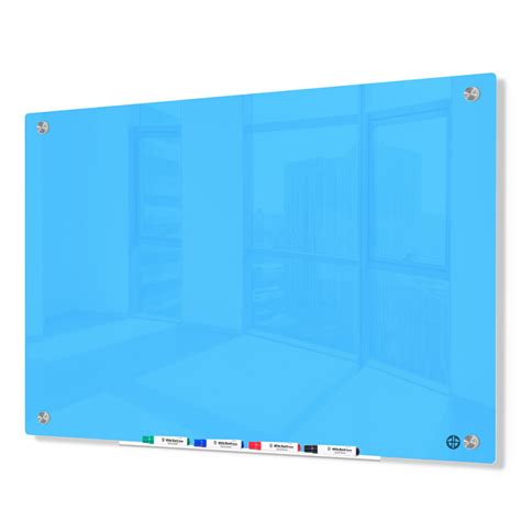 Magnetic Glass Dry Erase Board - 24" x 36" - Light Blue | Toolots